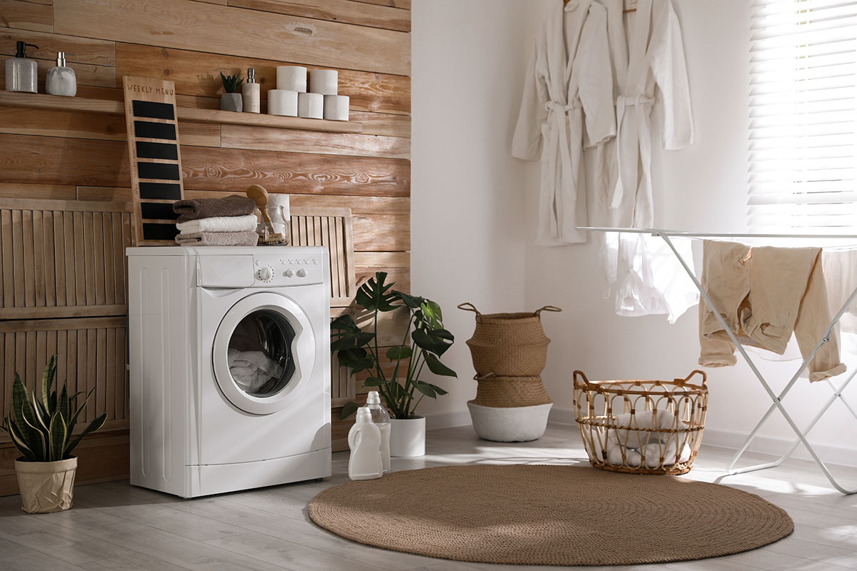 Stylish laundry room in luxury home