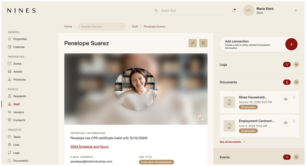 Easily organize a household employee's information in one place